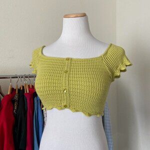 Zara Green Crochet Crop